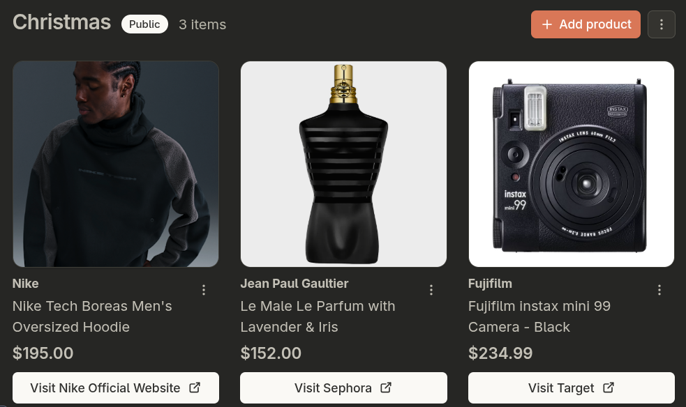 Wishlist Detail - View products in your wishlist