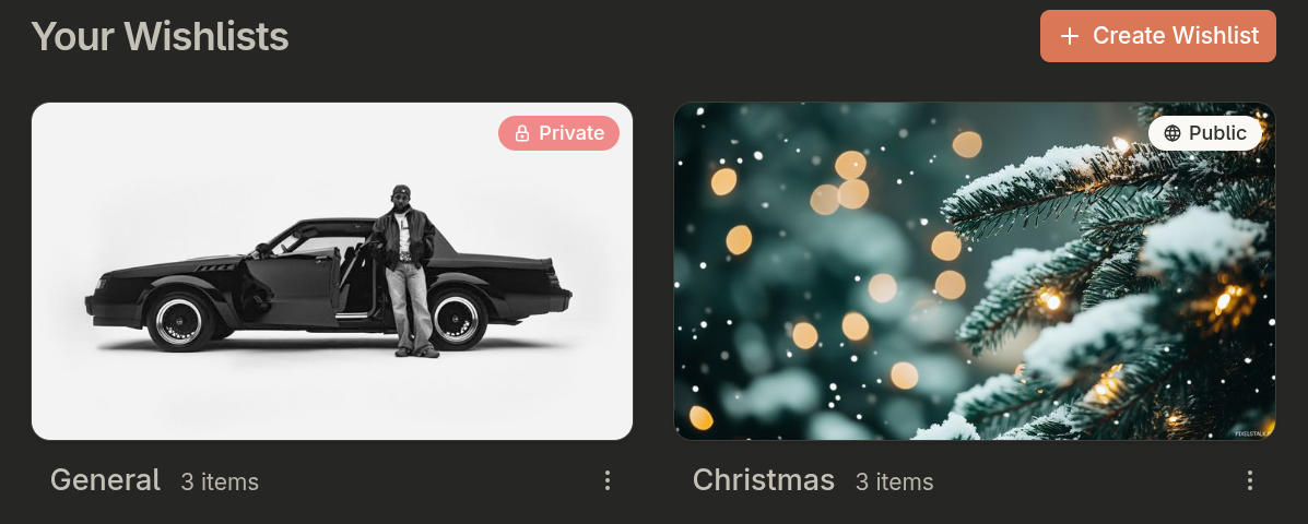 Your Wishlists - Manage multiple wishlists